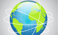 Ilustración del globo terráqueo con orbitales.